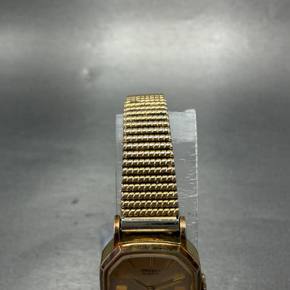 Seiko Watch Women 18mm Champagne Dial Gold Tone Octagon 1421-5040 New Battery4