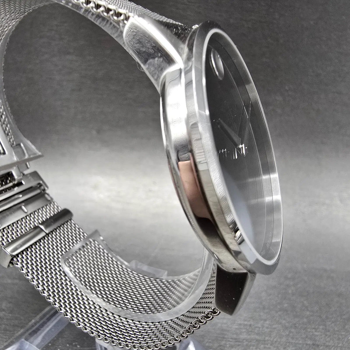 Movado Museum Watch Men 40mm Black Dial Silver Round 0607219 Mesh New Battery3
