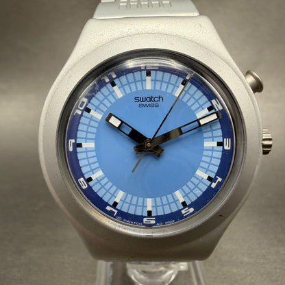 Swatch irony Beam in The Night Watch Men 37mm Blue Dial Silver YGS9008 New Batt0