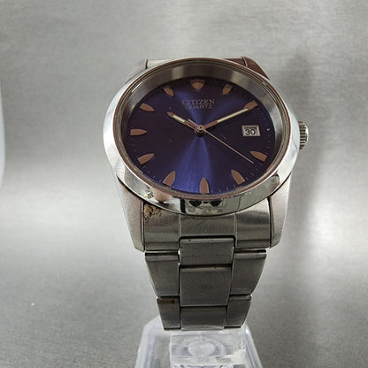 Citizen Watch Men 35mm Blue Dial Silver Tone Date 2510-S027845 New Battery