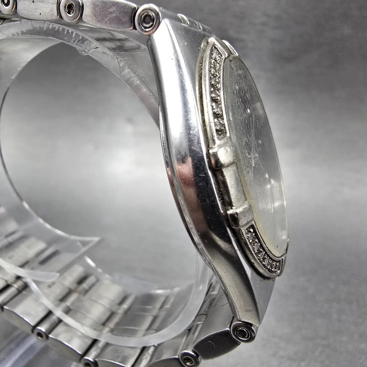 Citizen Eco-Drive Watch Men 36mm Black Dial Silver Date Round Diamonds Runs3