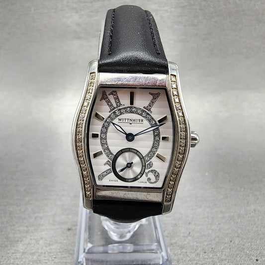 Wittnauer Belasco Watch Women 27mm White Dial Steel Diamonds 10R08 New Battery0