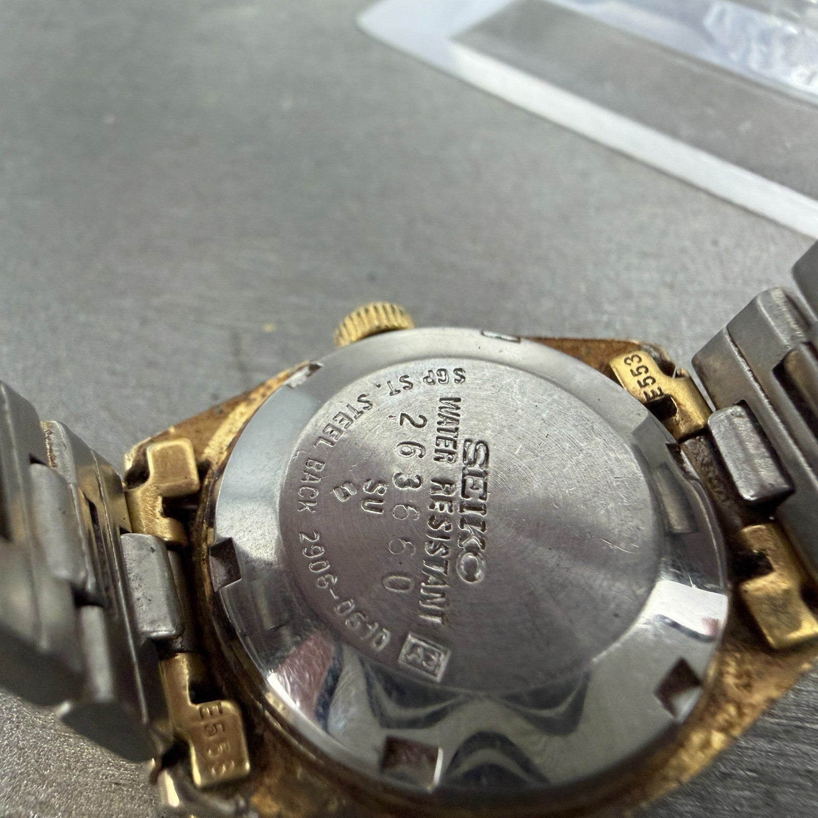 Seiko 5 Automatic Watch Women 24mm Champagne Dial Gold Tone Daydate 2906 Runs9