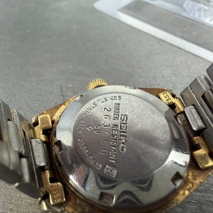 Seiko 5 Automatic Watch Women 24mm Champagne Dial Gold Tone Daydate 2906 Runs9