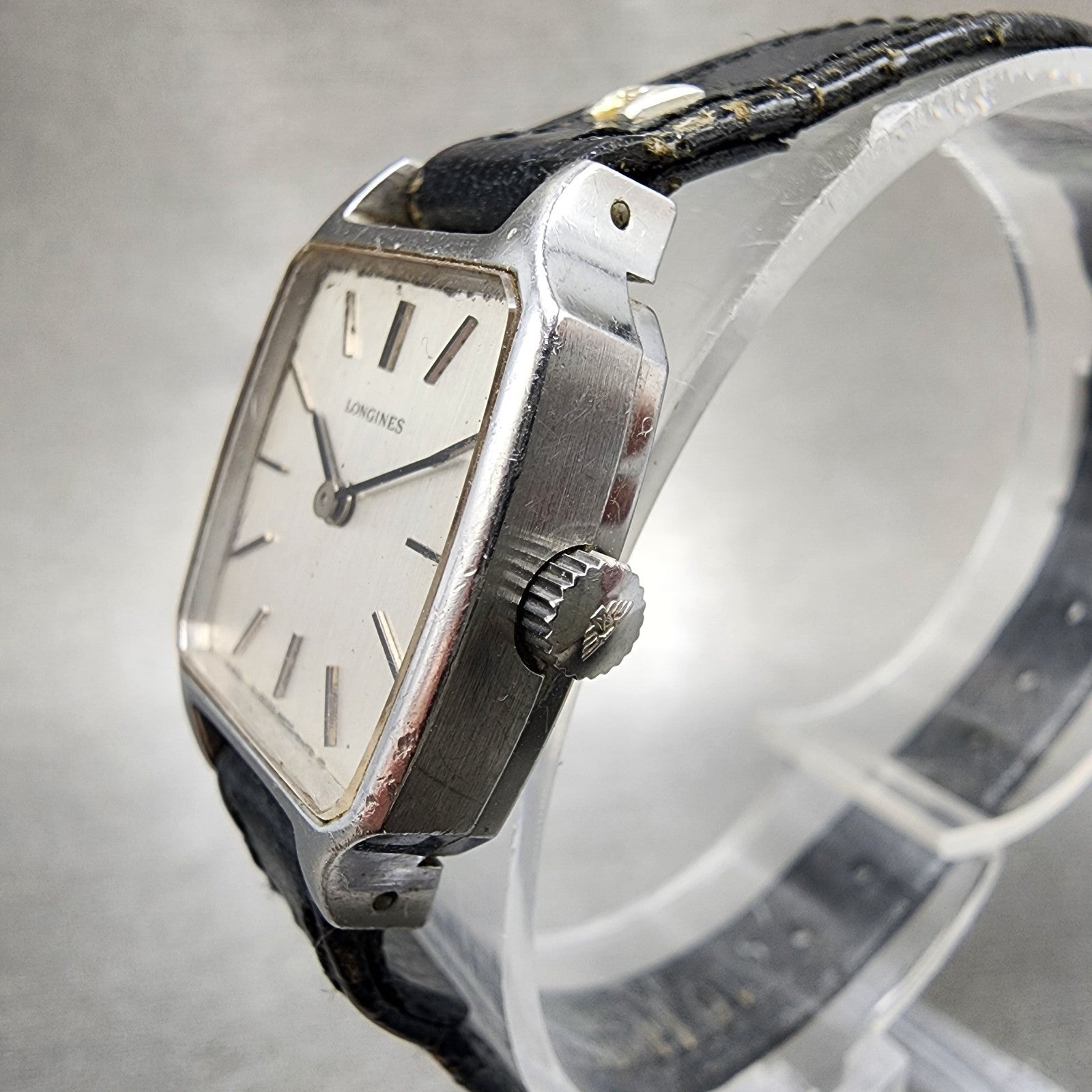 Longines Watch Women 20mm Silver Dial Silver Tone Rectangle Manual Wind Runs2