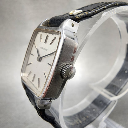 Longines Watch Women 20mm Silver Dial Silver Tone Rectangle Manual Wind Runs2