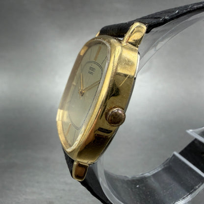 Seiko Watch Men 30mm Champagne Dial Gold Tone Rectangle 8621-5009 New Battery 5G2