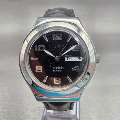 Swatch IRONY Feature Steel Watch Men Black Dial Steel DaydateYGS737 New Battery0
