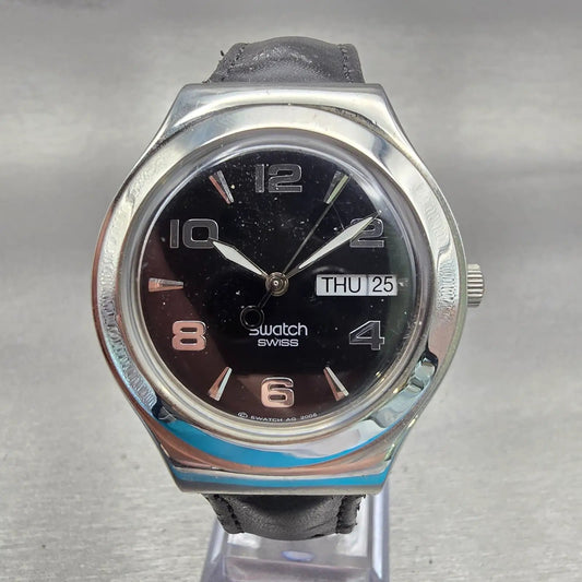 Swatch IRONY Feature Steel Watch Men Black Dial Steel DaydateYGS737 New Battery0