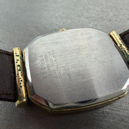 Seiko Watch Men 29mm Champagne Dial Gold Tone Oval 7800-5349 New Battery Vintage9