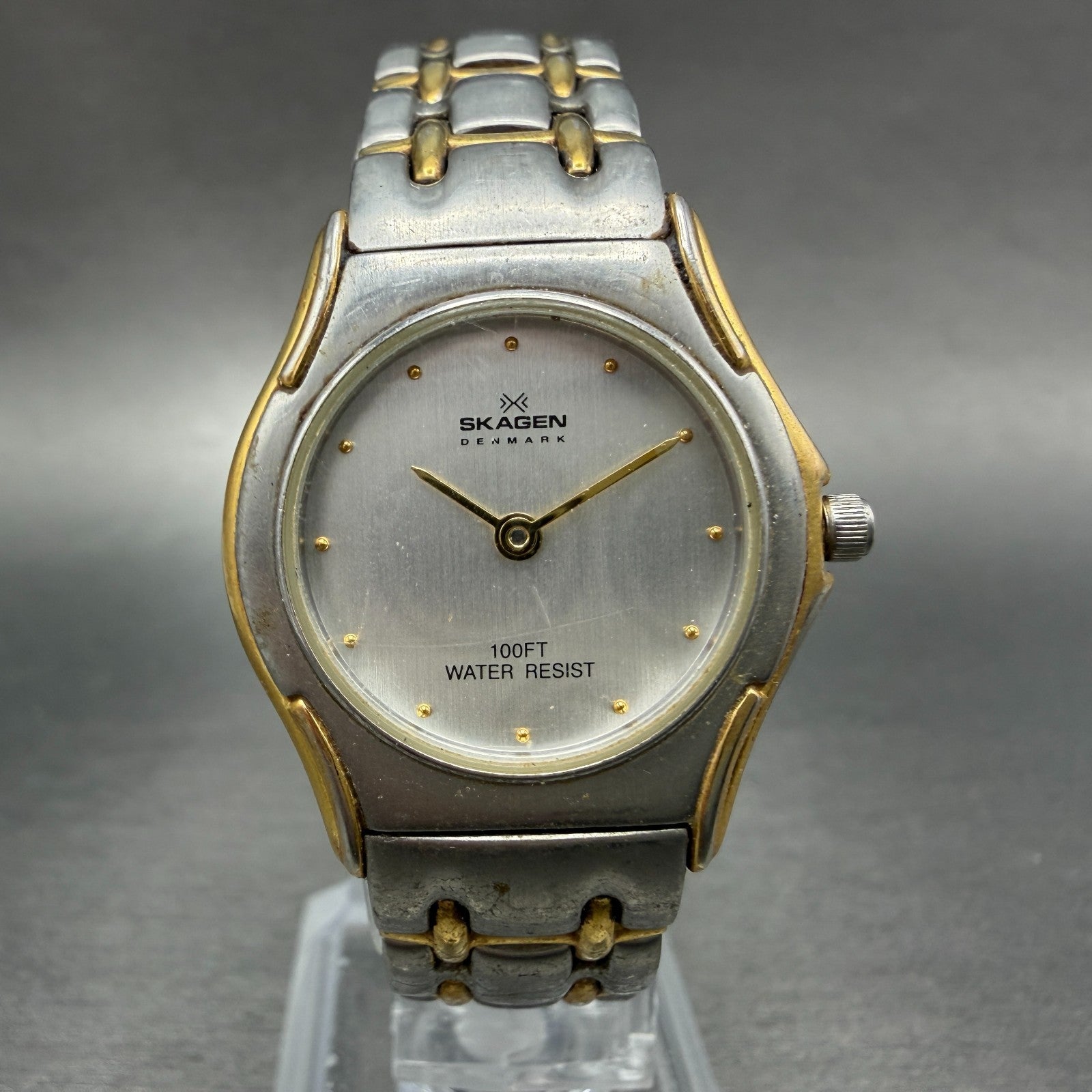 Skagen Watch Women 26mm Silver Dial Two Tone Round Q99SGX New Battery VTG0