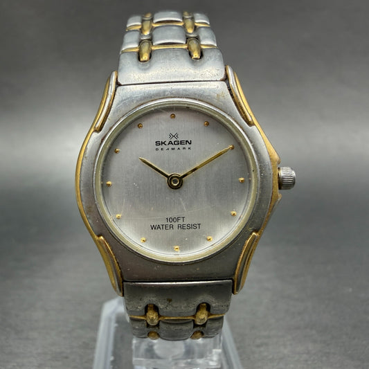 Skagen Watch Women 26mm Silver Dial Two Tone Round Q99SGX New Battery VTG0