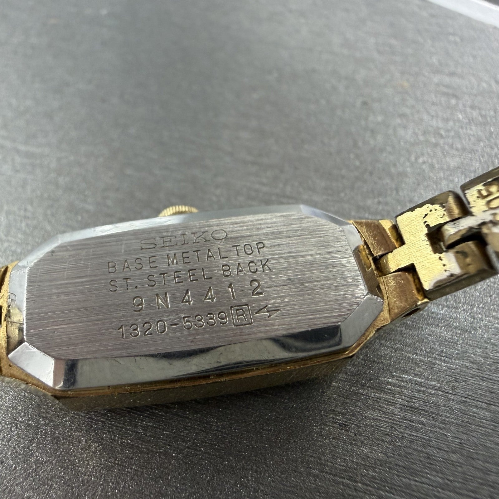 Seiko Watch Women 13mm Black Dial Gold Tone 13205339 New Battery VTG9