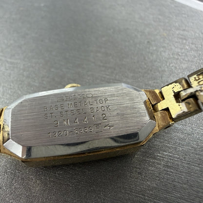 Seiko Watch Women 13mm Black Dial Gold Tone 13205339 New Battery VTG9