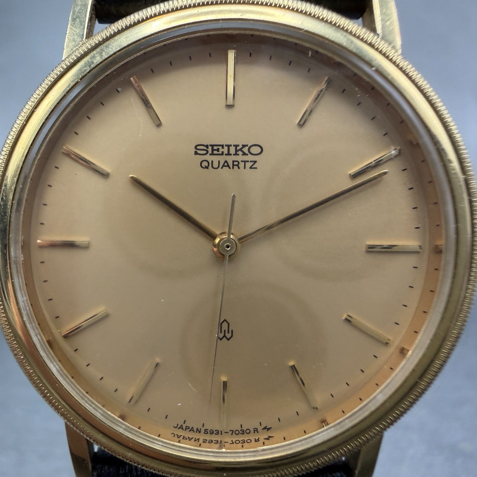 Seiko Watch Unisex 32mm Champagne Dial Gold Tone Round 5931-7020 New Battery1