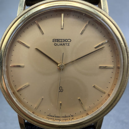 Seiko Watch Unisex 32mm Champagne Dial Gold Tone Round 5931-7020 New Battery1