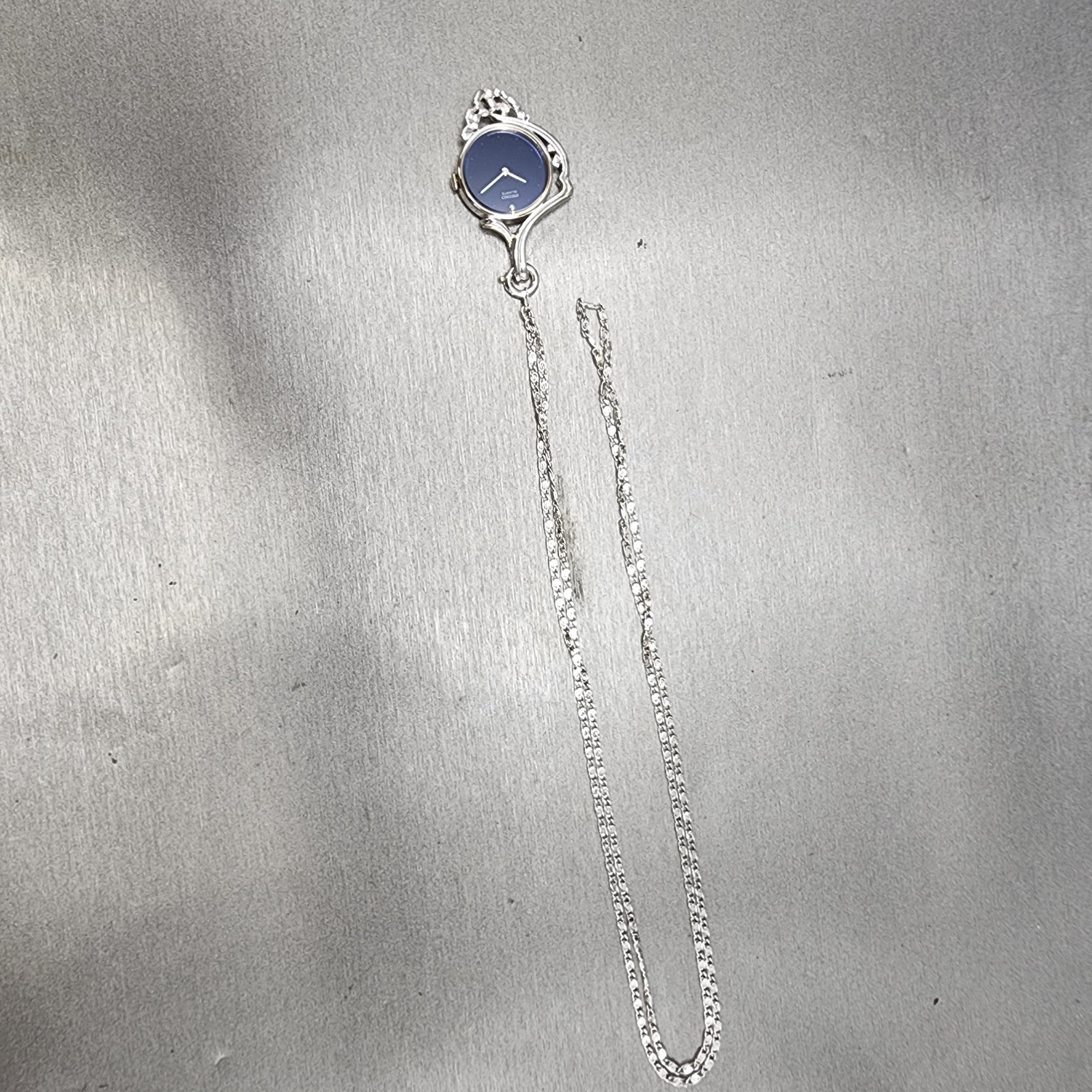 Seiko Necklace Watch Women 25mm Blue Dial Silver Tone Round 14001050 New Batt9