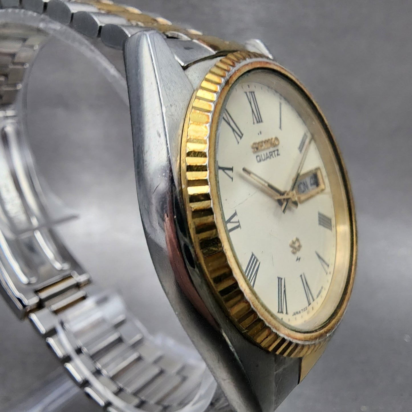 Seiko President Watch Men 37mm Cream Dial Two Tone Daydate Round New Battery3