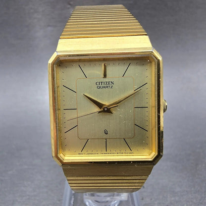 Citizen CQ Tank Watch Men 25mm Champagne Dial Gold Tone 4031-892658 New Battery0