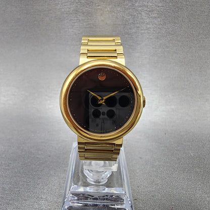 Movado Concerto Watch Women 30mm Black Dial Gold Tone Round New Battery0