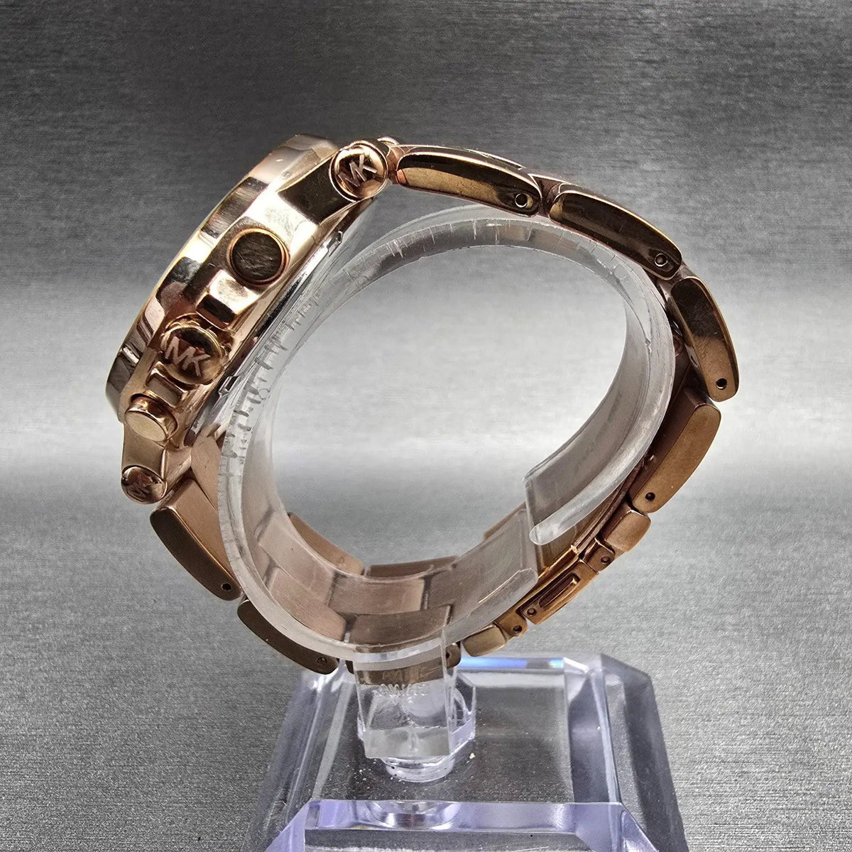 Michael Kors Runway Watch Women 38mm White Dial Rose Gold Chrono MK5223 New Batt6