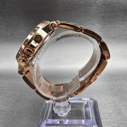 Michael Kors Runway Watch Women 38mm White Dial Rose Gold Chrono MK5223 New Batt6