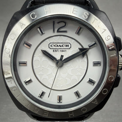 Coach Boyfriend Watch Women 39mm White Dial Black Tone Round New Battery1