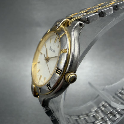 Bulova Watch Women 24mm Cream Dial Two Tone Round Bracelet 98L61 New Battery ABC2