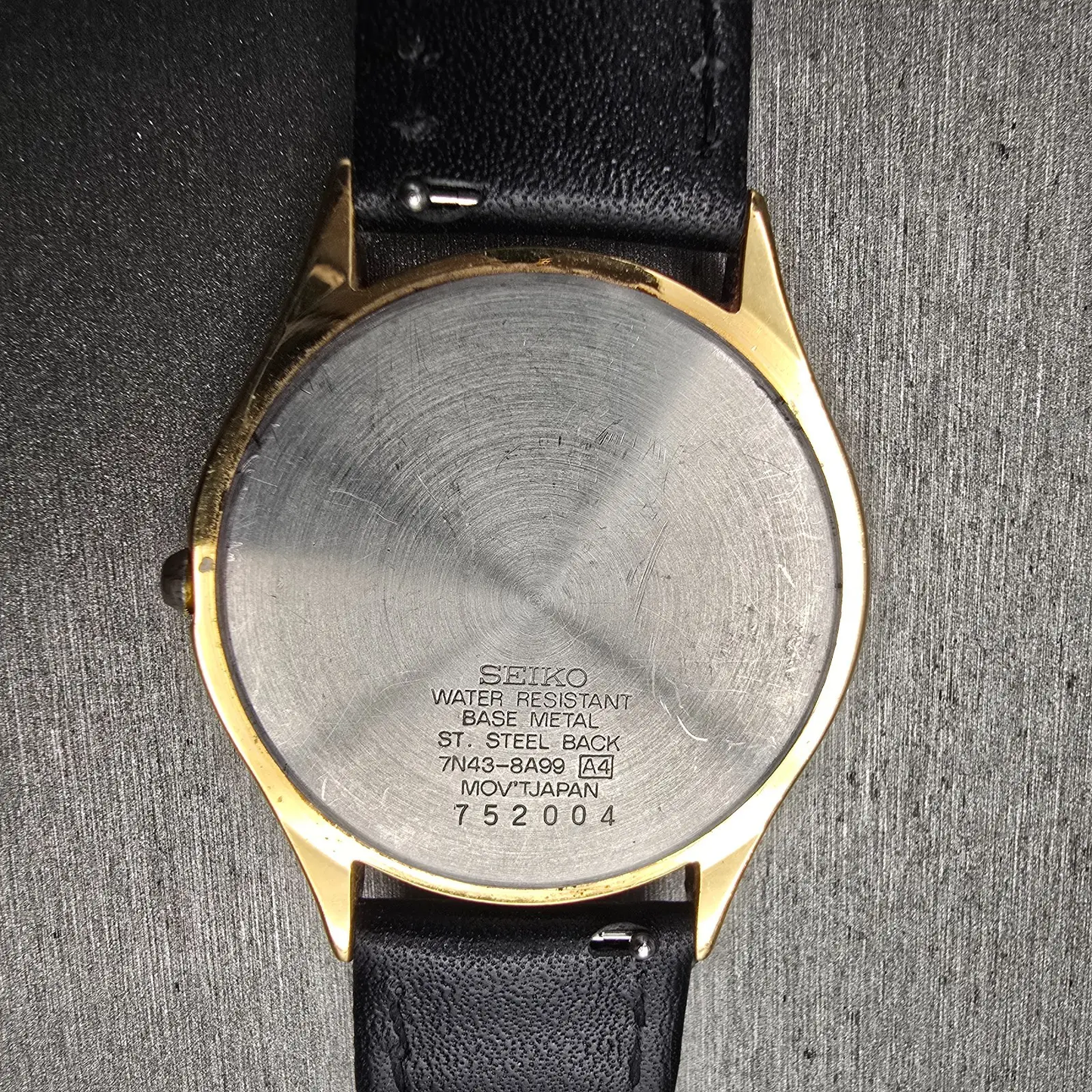 Seiko Watch Men 35mm Champagne Dial Gold Tone Daydate Round 7N43-8A99 New Batt10