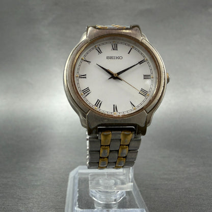 Seiko Watch Unisex 32mm White Dial Two Tone Round V701-2B50 New Battery Vintage5