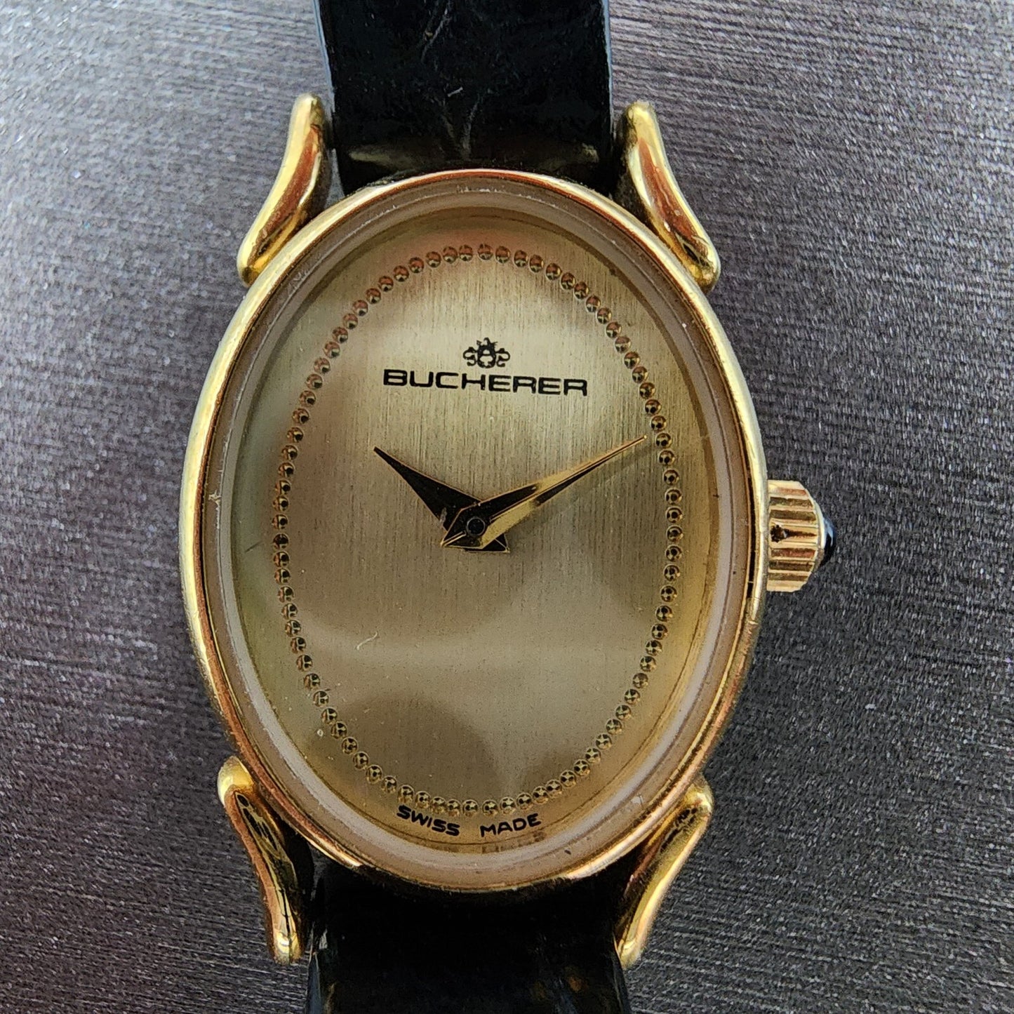 Bucherer Watch Women 17mm Champagne Dial Gold Plated Manual Wind Runs VTG2