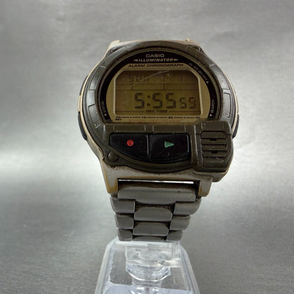 Casio F-V3 Voce Recorder Watch Men 42mm Silver Tone Digital Alarm Chrono New Bat5
