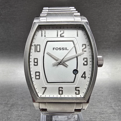 Fossil Arkitekt Watch Men 38mm Silver Dial Silver Tone Date FS-4380 New Battery0
