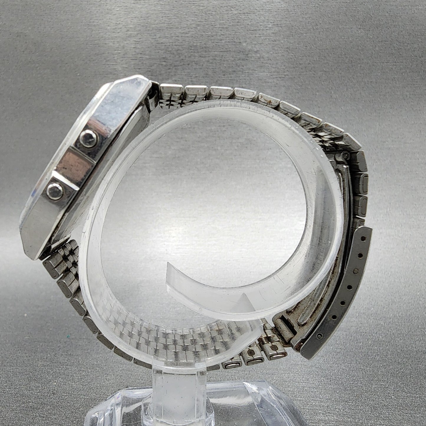 Casio W38 Watch Men 33mm LCD Silver Tone Alarm Chrono Octagon READ!!!! New Batt6