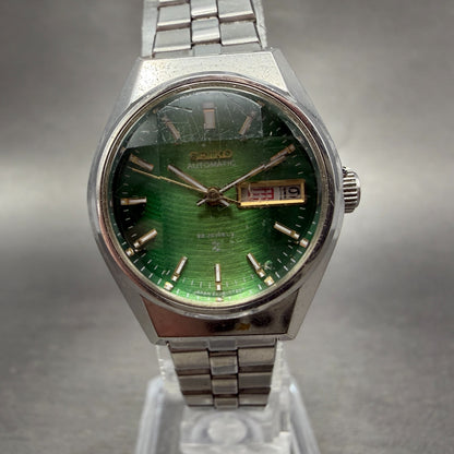 Seiko Automatic Watch Women 25mm Green Dial Silver Tone Daydate 2206-0410 Runs 30