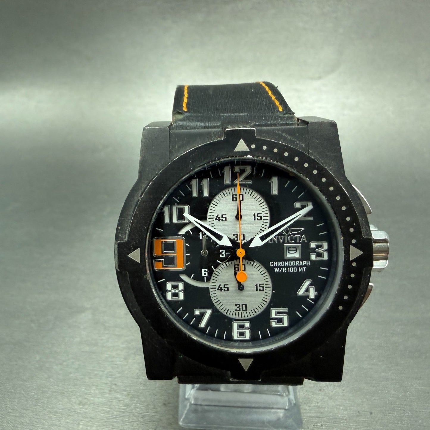 Invicta Chronograph Watch men 48mm Black Dial Black Tone Date 5523 New Battery0
