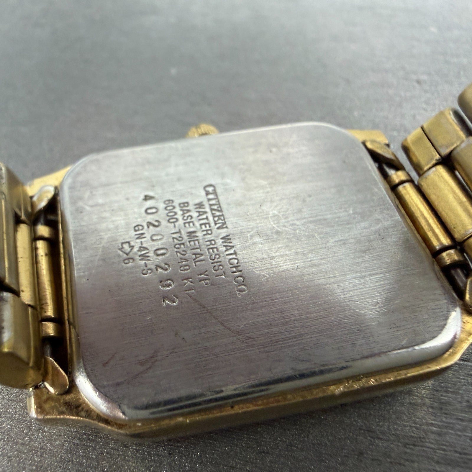 Citizen Tank Watch Men 28mm Champagne Dial Gold Tone Daydate 6000-T25249 New Bat9
