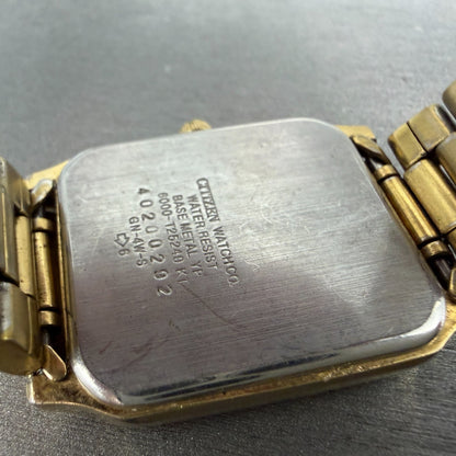 Citizen Tank Watch Men 28mm Champagne Dial Gold Tone Daydate 6000-T25249 New Bat9