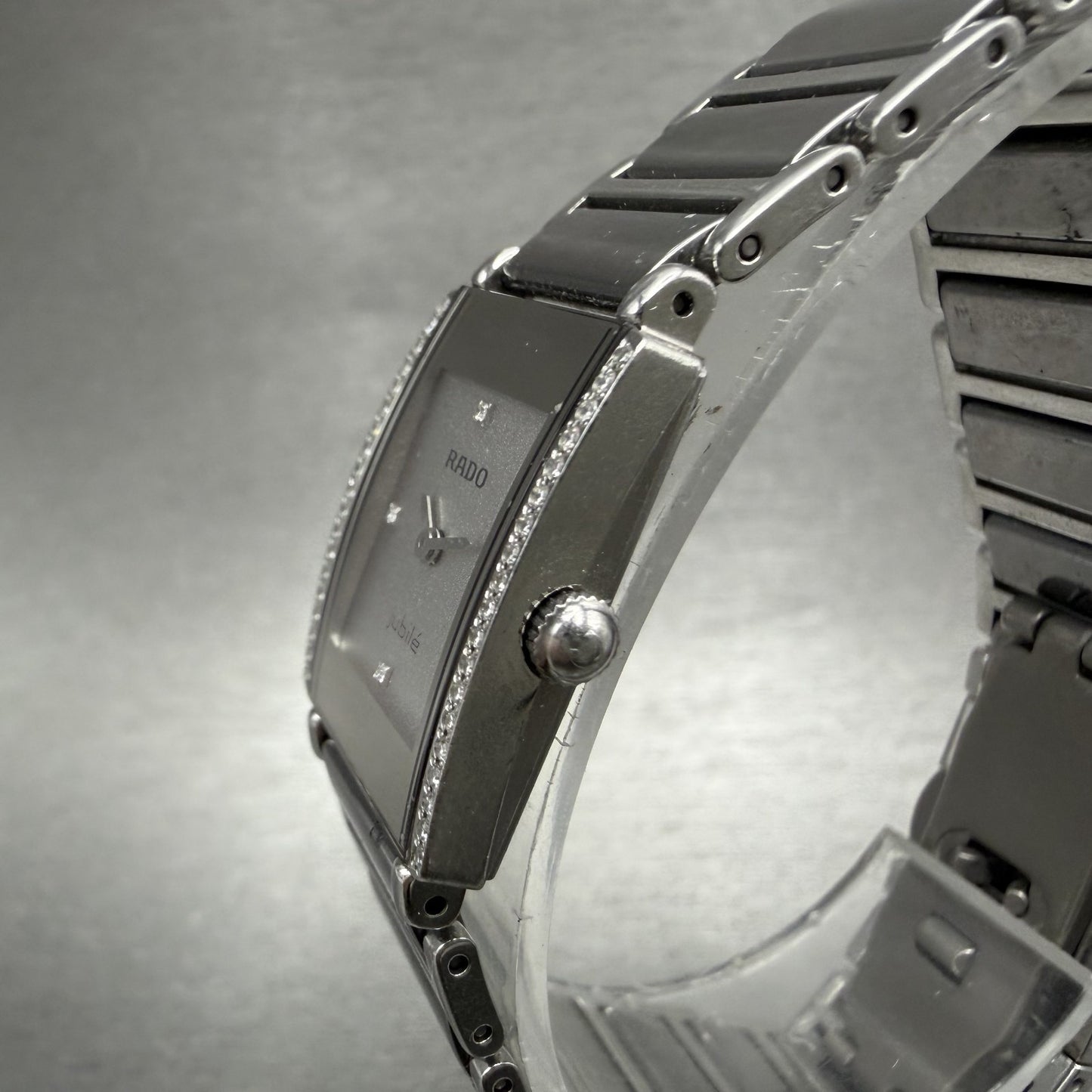 Rado Jubile Tank Watch Women 18mm Silver Dial Ceramic Diamond Bezel 153.0430.32