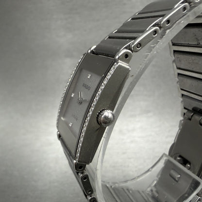 Rado Jubile Tank Watch Women 18mm Silver Dial Ceramic Diamond Bezel 153.0430.32