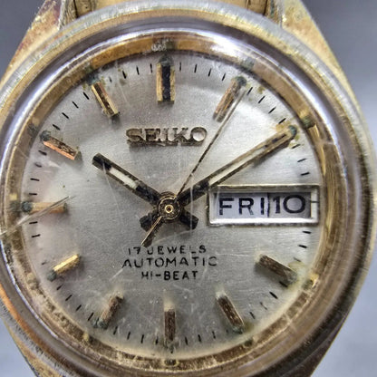 Seiko Automatic Watch Women 24mm Silver Dial Gold Tone Daydate 2906-0019 PARTS 92