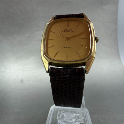Seiko Lassale Tank Watch Men 28mm Champagne Dial Gold Tone 6020-5839 New Battery5