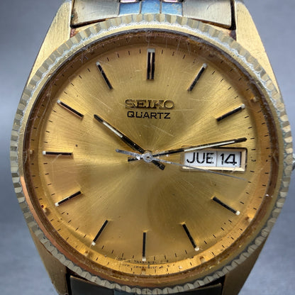 Seiko President Watch Men 36mm Gold Dial Gold Tone Daydate 7n43-8119 New Batt 0C1