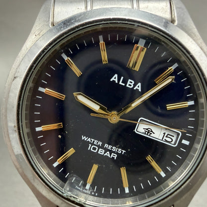 Seiko Alba Watch Men 38mm Blue Dial Silver Tone READ!!!! 7N43-0BA0 New Battery1