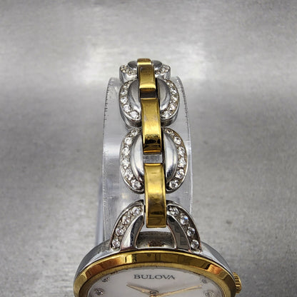 Bulova Watch Women 28mm White Dial Two Tone 98l206 New Battery