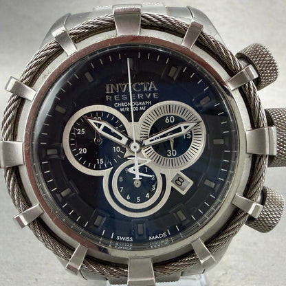 Invicta Reserve Chronograph Watch Men 50mm Black Dial Steel Date 112803 New Batt1