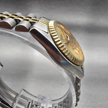 Seiko SQ Watch Women 24mm Gold Dial Two Tone Daydate Round 3E23-0A69 New Battery3
