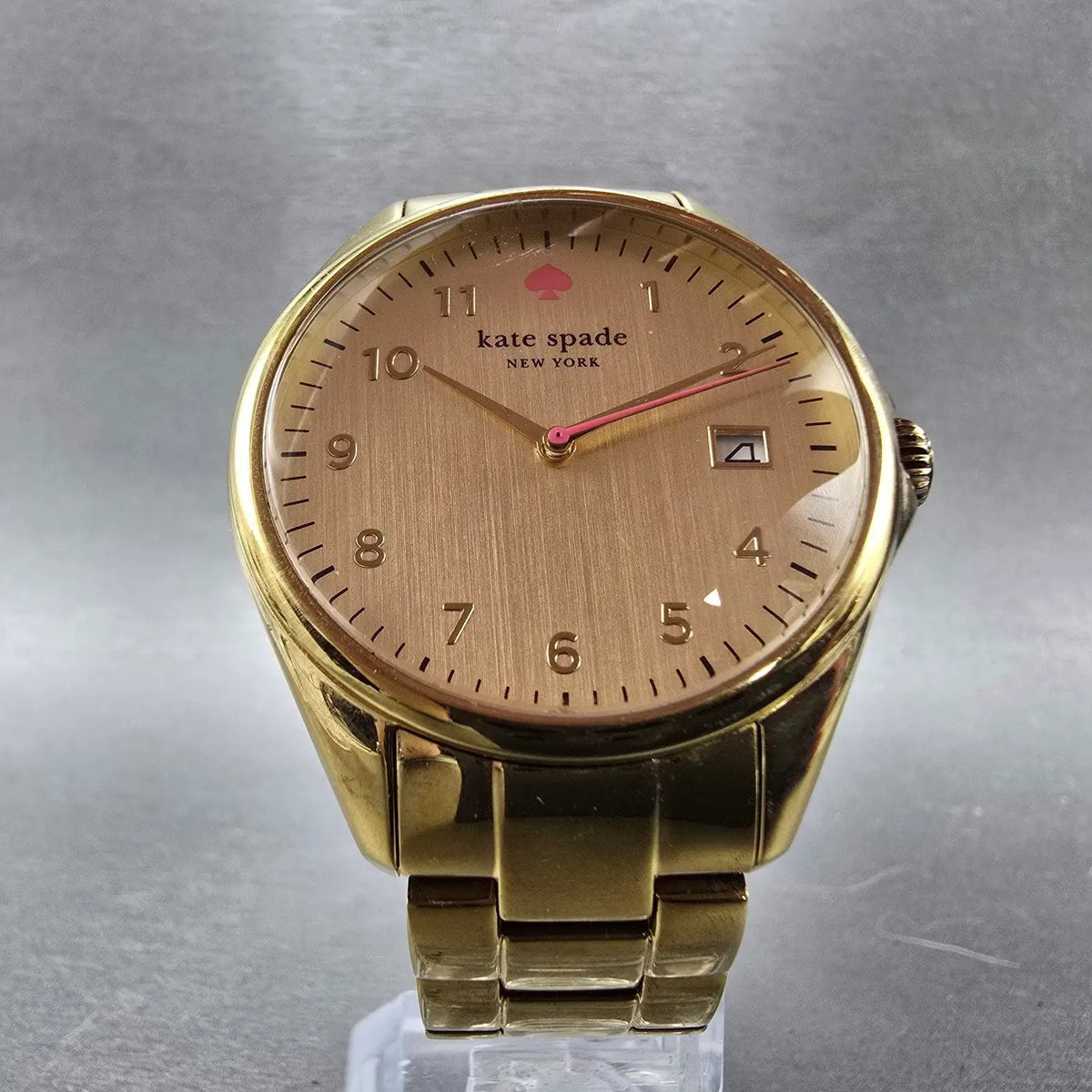 Kate Spade Seaport Watch Women 38mm Gold Dial Gold Tone Round 0030 New Battery5
