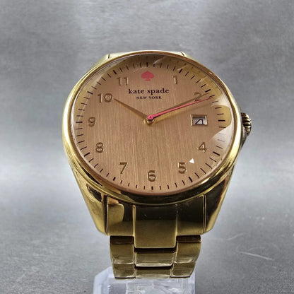 Kate Spade Seaport Watch Women 38mm Gold Dial Gold Tone Round 0030 New Battery5
