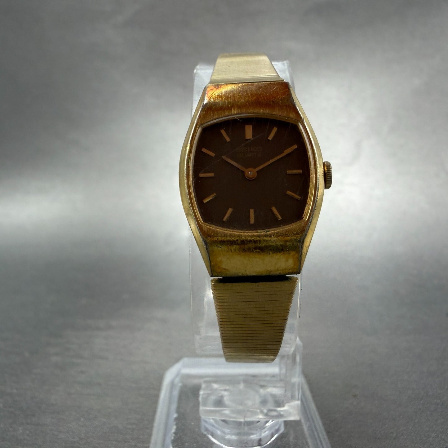 Seiko Watch Women 18mm Brown Dial Gold Tone 1400-8019 New Battery Vintage5